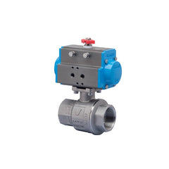 Bonomi 8P0134-11/2 Ball Valve 1-1/2 Inch Stainless Steel NPT Full Port Spring Return Pneumatic Actuator