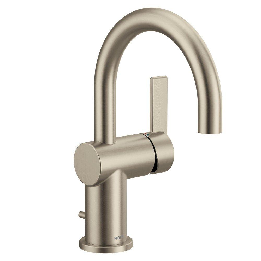 Moen 6221BN Cia Single Handle Monoblock Bathroom Sink Faucet in Brushed Nickel