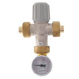 Honeywell Home AM100C-USTG-1LF Mixing Valve AM-1 with Temperature Gauge 1/2 Inch Lead Free Union 150 Pounds per Square Inch