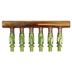 Uponor LF2500400 Manifold with ProPEX Ball Valve 1 Inch Copper/Lead Free Brass 4 Outlet 1/2 Inch Branch