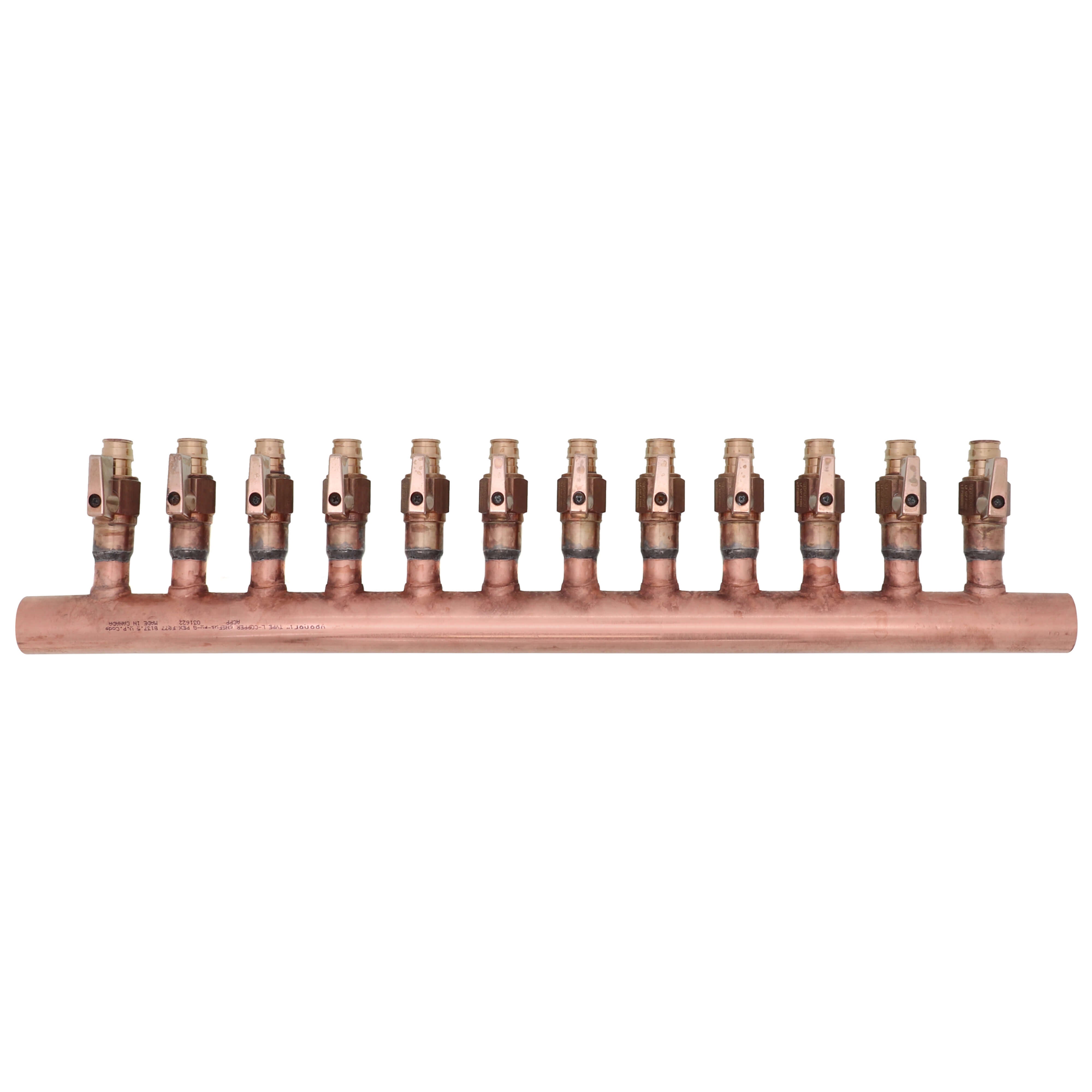 Uponor LF2501200 Manifold with ProPEX Ball Valve 1 Inch Copper/Lead Free Brass 12 Outlet 1/2 Inch Branch