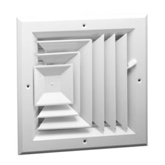 Hart & Cooley A503MS-14X14W Ceiling Diffuser 3 Way Square Multi Shutter 14 x 14 Inch Bright White Aluminum