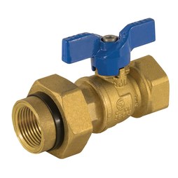 Jomar 101-403DU Ball Valve T-204DU Brass 1/2 Inch Female Dielectric Union x Female 2-Piece T-Handle 600WOG