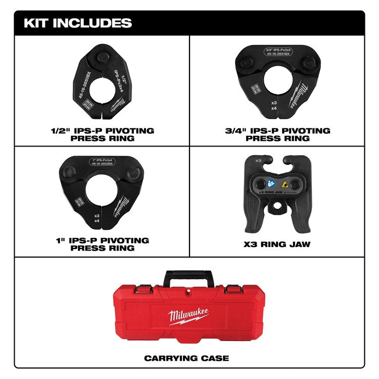 Milwaukee Tool 49-16-2496X Ring Kit Press Pivoting 1/2-1 IPS-P M12