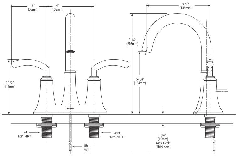 Moen S6510 Lavatory Faucet 2-Handle Chrome Complete Kit