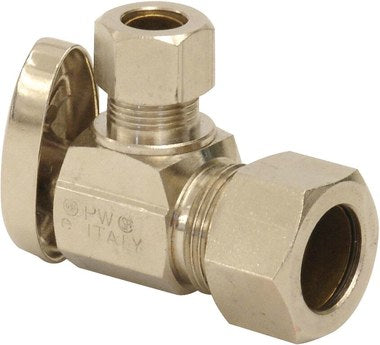 Uponor LF5415038 Stop Valve Compression Angle for 1/2 Inch PEX 1/2 x 3/8 Inch Lead Free Brass Compression x Compression