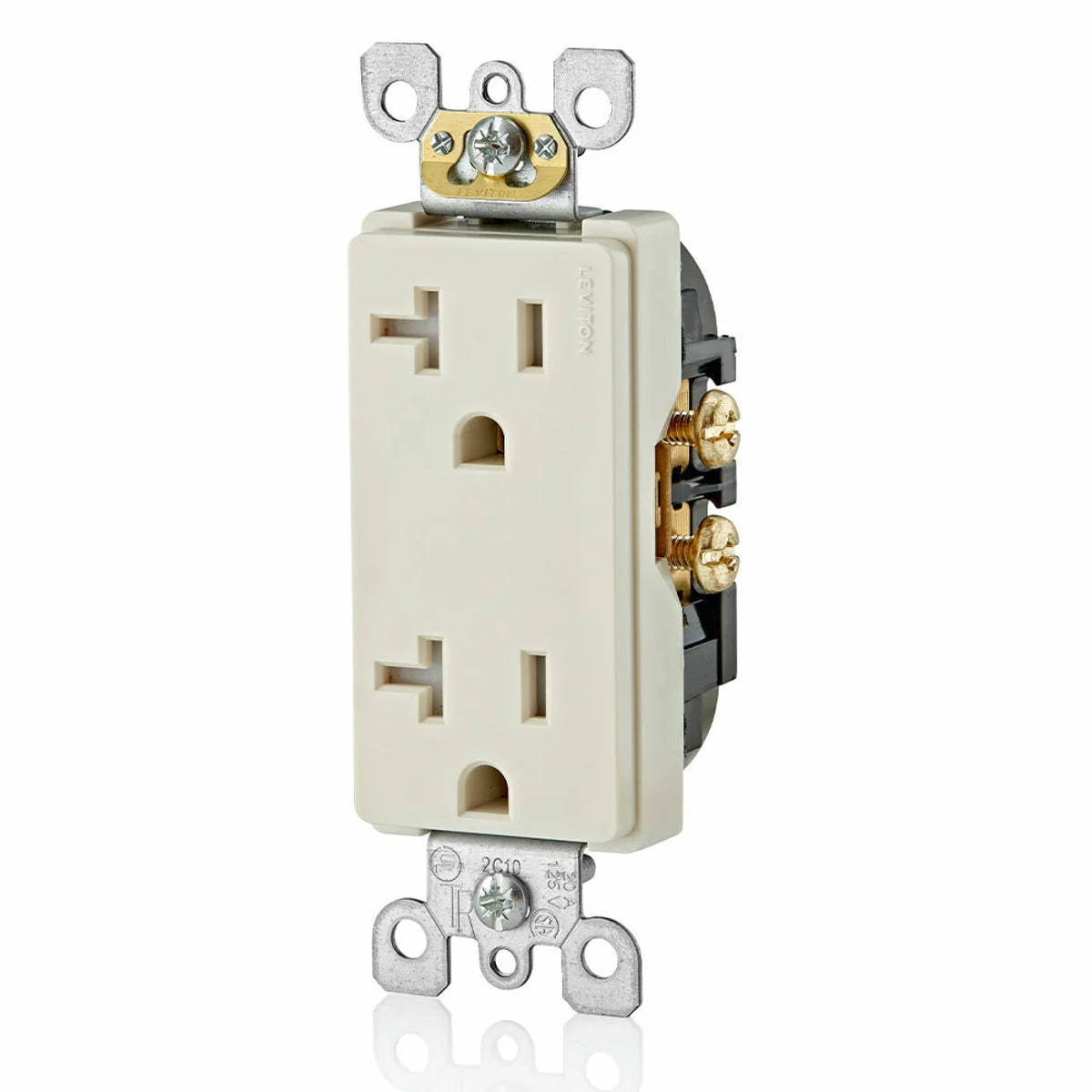 Leviton T5825-T 20 Amp, Tamper-resistant, Decora Duplex Receptacle, Residential Grade - Light Almond