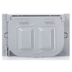 Leviton WM1H-GY Weatherproof Device Cover, 1-Gang, Flat, Duplex, Single Receptacle, Horizontal Mount