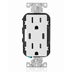 Leviton T5635-W 15A TR Recpt USB Type C