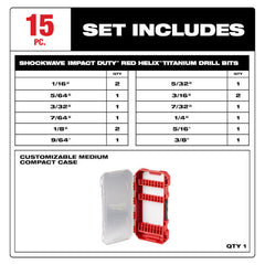 Milwaukee 48-89-4670 SHOCKWAVE Impact Duty Titanium Drill Bit Set - 15PC