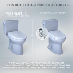 Toto SW4736AT40#01 SW4736AT40 Contemporary Style Toilet Seats, WASHLET S7A, Elongated Bowl, Auto Open/Closed Front, Plastic, Cotton