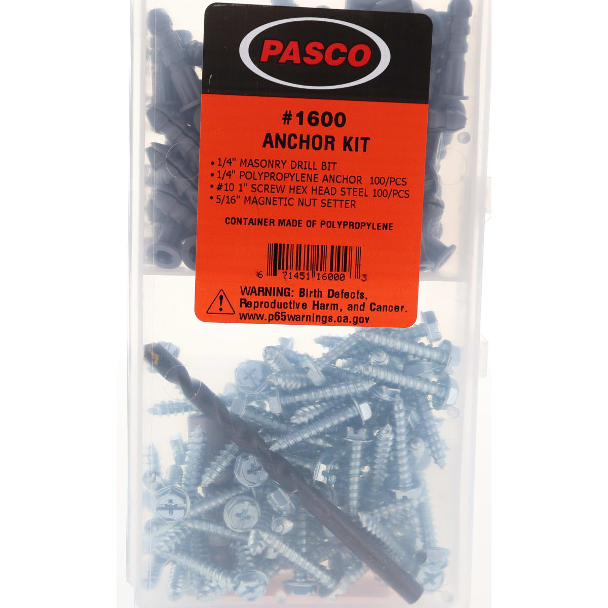 Pasco 1600 1/4 Collar Anchor Kit w/Drill Bit