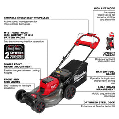 Milwaukee Tool 2823-22HD 21 Self-Propelled Dual Battery Mower Kit