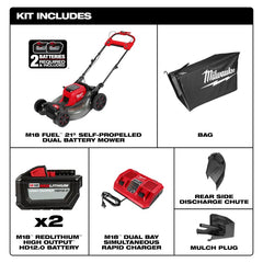 Milwaukee Tool 2823-22HD 21 Self-Propelled Dual Battery Mower Kit