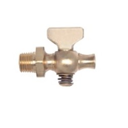 Conbraco 4163001 Air Cock 41 Tee Handle Straight Nose Hexagonal Shoulder Satin Brass Spring Bottom 1/8