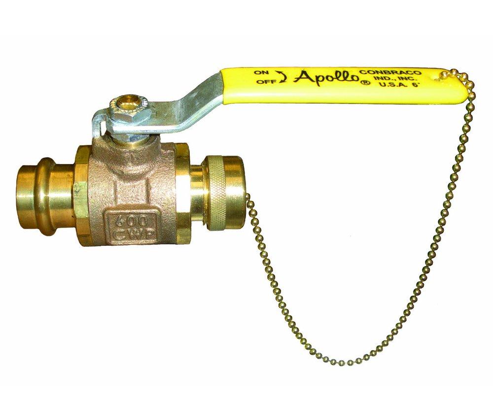 Apollo 77W-104-HC-A 77W-HC 3/4 in. Cast Bronze Full Port Press x GHT 200# Ball Valve