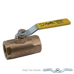 Apollo 7010107 Ball Valve 70-100 Bronze 1/4 Inch FNPT 2-Piece Standard Port T-Handle Steel