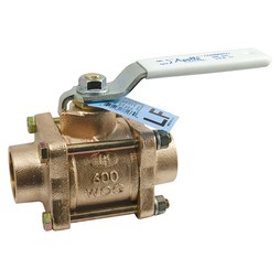 Apollo 82LF20601 Ball Valve 82LF-200 Lead Free Bronze 1-1/4 Inch Solder 3-Piece Full Port