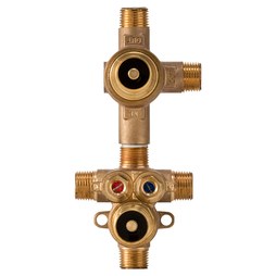 DXV D35005522S.191 Rough-In Valve 2 Handle Thermostatic with 2 Way Diverter Shared 1/2 Inch NPT Forged Brass