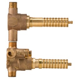 DXV D35005522S.191 Rough-In Valve 2 Handle Thermostatic with 2 Way Diverter Shared 1/2 Inch NPT Forged Brass