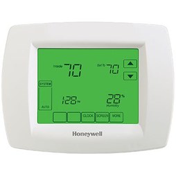 Honeywell TB3026B-W Thermostat Touchscreen LCD 20-30 Voltage Alternating Current 2 Aux Heat/1 Comp Heat Pump 2 Heat/2 Cool Conventional Systems 1 Heat/1 Cool Fan Coil Units