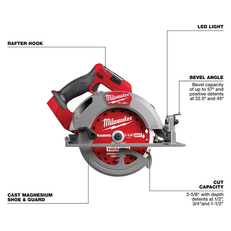 Milwaukee Tool 2834-20 Circular Saw M18 Fuel Bare Tool 7-1/4 Inch