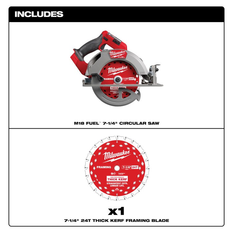 Milwaukee Tool 2834-20 Circular Saw M18 Fuel Bare Tool 7-1/4 Inch