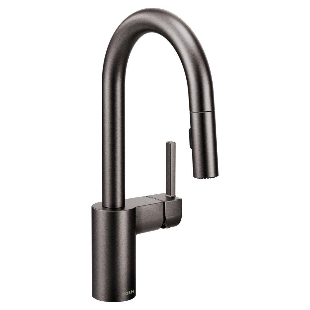 Moen 5965BLS Align Single Handle Pull Down Bar Faucet in Black Stainless