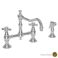 Newport Brass 945-1/01 Kitchen Faucet Fairfield Bridge 8 Inch Spread 2 Cross ADA Forever Brass PVD Sidespray