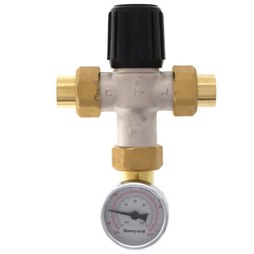 Resideo AM100C1070-USTGLF Mixing Valve AM-1 with Temperature Gauge 1/2 Inch Lead Free Union 150 Pounds per Square Inch 70-120 Degrees Fahrenheit