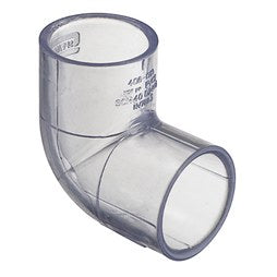 Spears 406-005L Elbow 90 Degree 1/2 Inch Clear PVC Socket x Socket Schedule 40