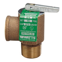 Watts Regulator 315-M2-015 Relief Valve Steam Safety 3/4 Inch MNPT x FNPT Bronze 15PSI