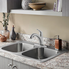 American Standard 22DB.6332284S.075 Colony® 33 x 22 Stainless Steel 4-Hole Top Mount Double-Bowl Kitchen Sink