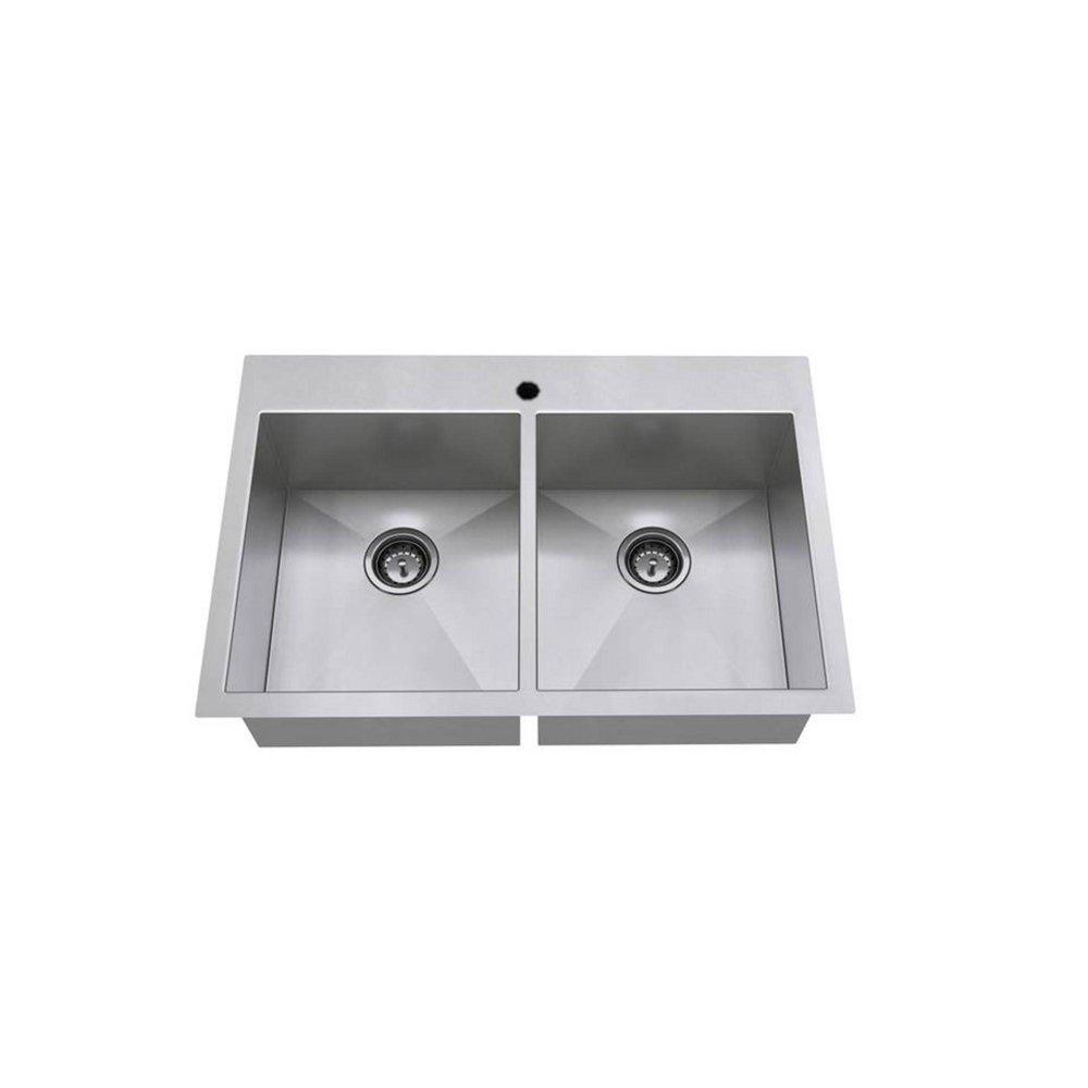 American Standard 18DB.9332211.075 Edgewater 33 x 22 Stainless Steel Double Bowl Dual Mount Kitchen Sink