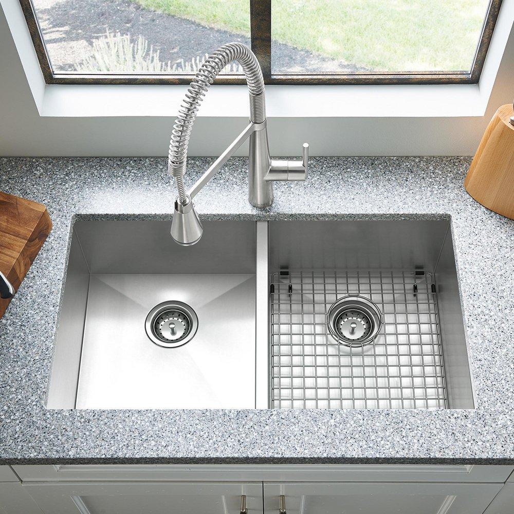 American Standard 18DB.9332211.075 Edgewater 33 x 22 Stainless Steel Double Bowl Dual Mount Kitchen Sink