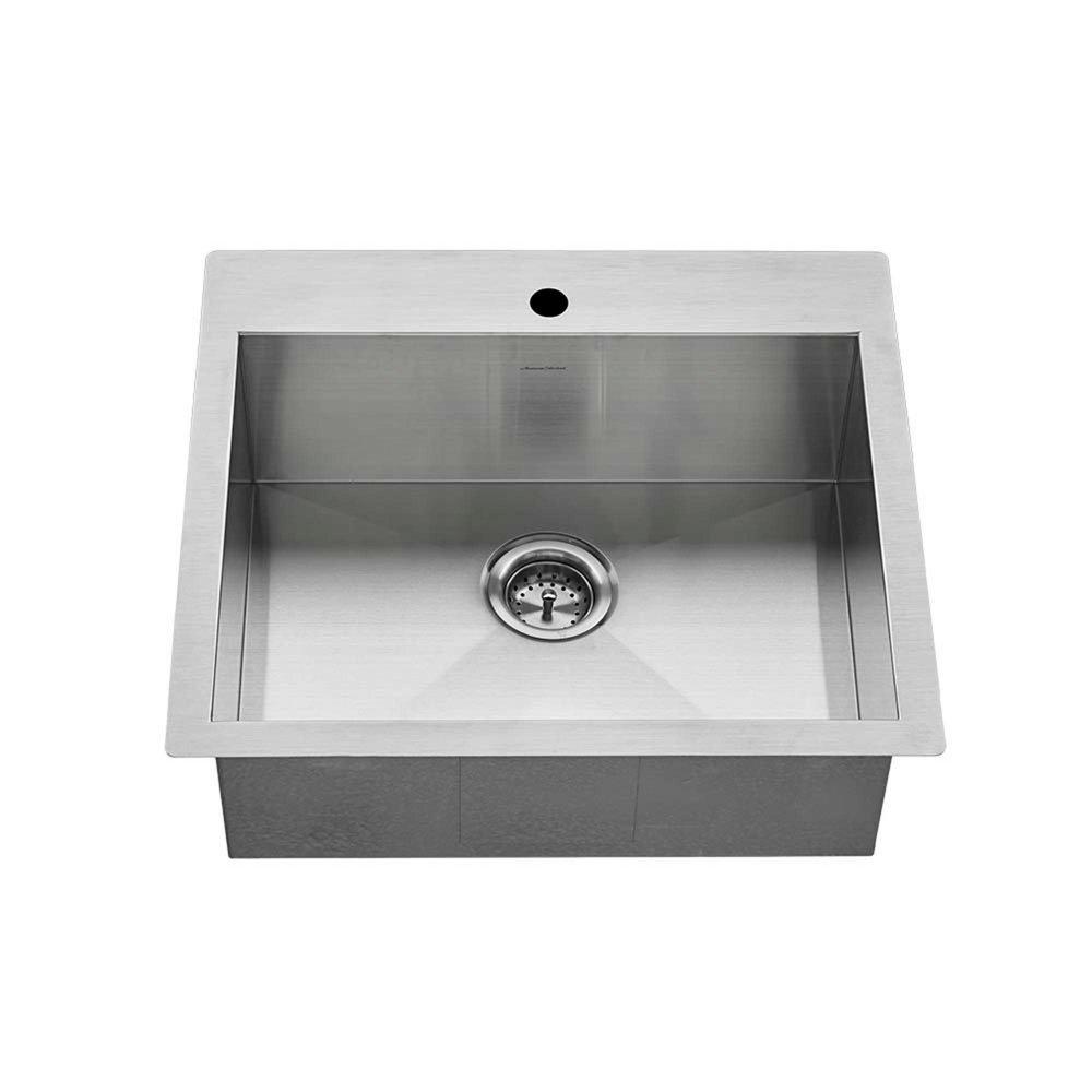 American Standard 18SB.9252211.075 Edgewater 25 x 22 in. 1 Hole Stainless Steel Single Bowl Drop-in/Undermount Kitchen Sink - Drain Included