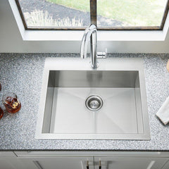 American Standard 18SB.9252211.075 Edgewater 25 x 22 in. 1 Hole Stainless Steel Single Bowl Drop-in/Undermount Kitchen Sink - Drain Included