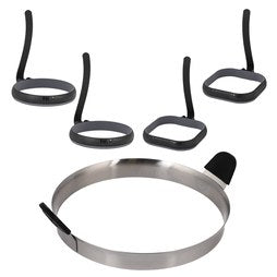 Blackstone 5515 Breakfast Kit Silicone/Stainless Steel Three Square and Three Round Egg Ring and One 8 Inch Omelet Ring for Griddle