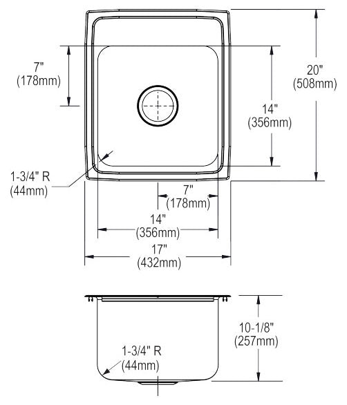 Elkay DLR1720102 Lustertone Classic Stainless Steel Drop-In Sink 17 x 20 x 10-1/8 2-Hole