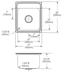 Elkay DLR1720102 Lustertone Classic Stainless Steel Drop-In Sink 17 x 20 x 10-1/8 2-Hole