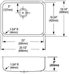 Elkay ELUH2317 Elkay Manufacturing ELUH2317 Lustertone Classic Stainless Steel 25-1/2 x 19-1/4 x 8 Single Bowl Undermount Sink