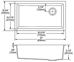 Elkay ELGU13322MC0 Quartz Classic 33 x 18-3/4 x 9-1/2 Single Bowl Undermount Sink Mocha