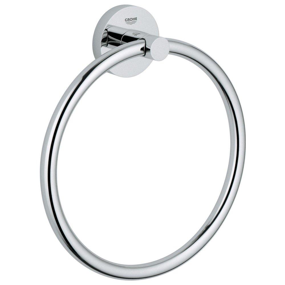 GROHE 40365001 Essentials Round Closed Towel Ring in StarLight Chrome