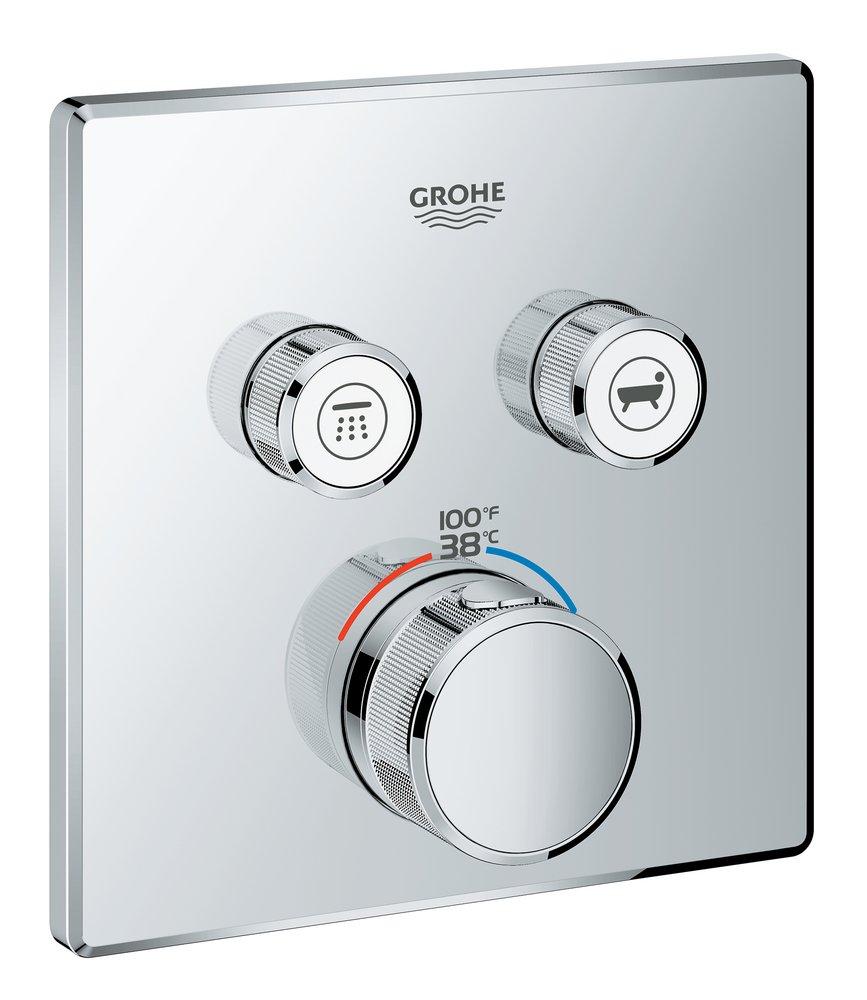 GROHE 29141000 Grohtherm® Three Handle Thermostatic Valve Trim in StarLight® Chrome