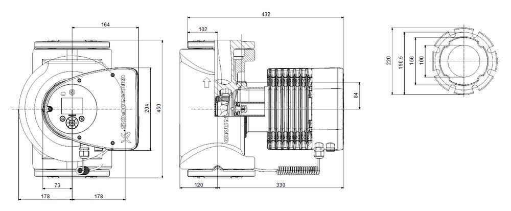 Grundfos 98126860 MAGNA3 2 HP 208/230V Cast Iron Circulator Pump