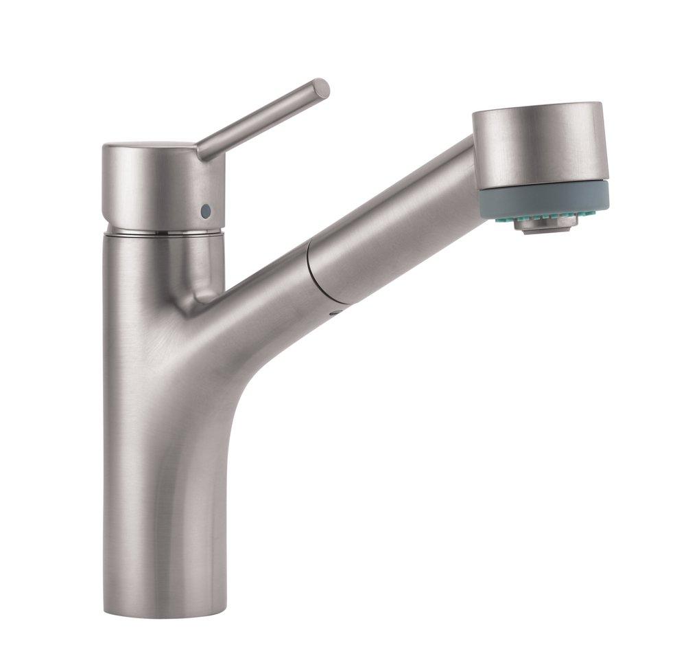 Hansgrohe 06462860 Talis S Single Handle Pull Out Kitchen Faucet in Steel Optic