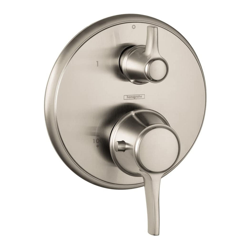 Hansgrohe 15752821 Ecostat Classic Thermostatic Trim with Volume Control, Round in Brushed Nickel