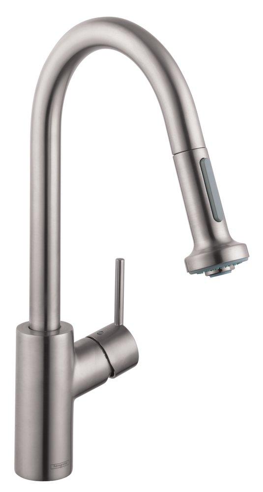 Hansgrohe 14877801 Talis S Single Handle Pull Down Kitchen Faucet in Steel Optic