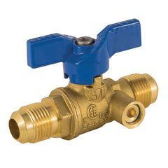 Jomar 102-403 Ball Valve T-203 2 Piece with Side Tap 1/2 Brass Flare Viton 600WOG