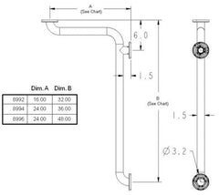 Moen 8996 Peened 24 L-Shaped Grab Bar Replacement MPN